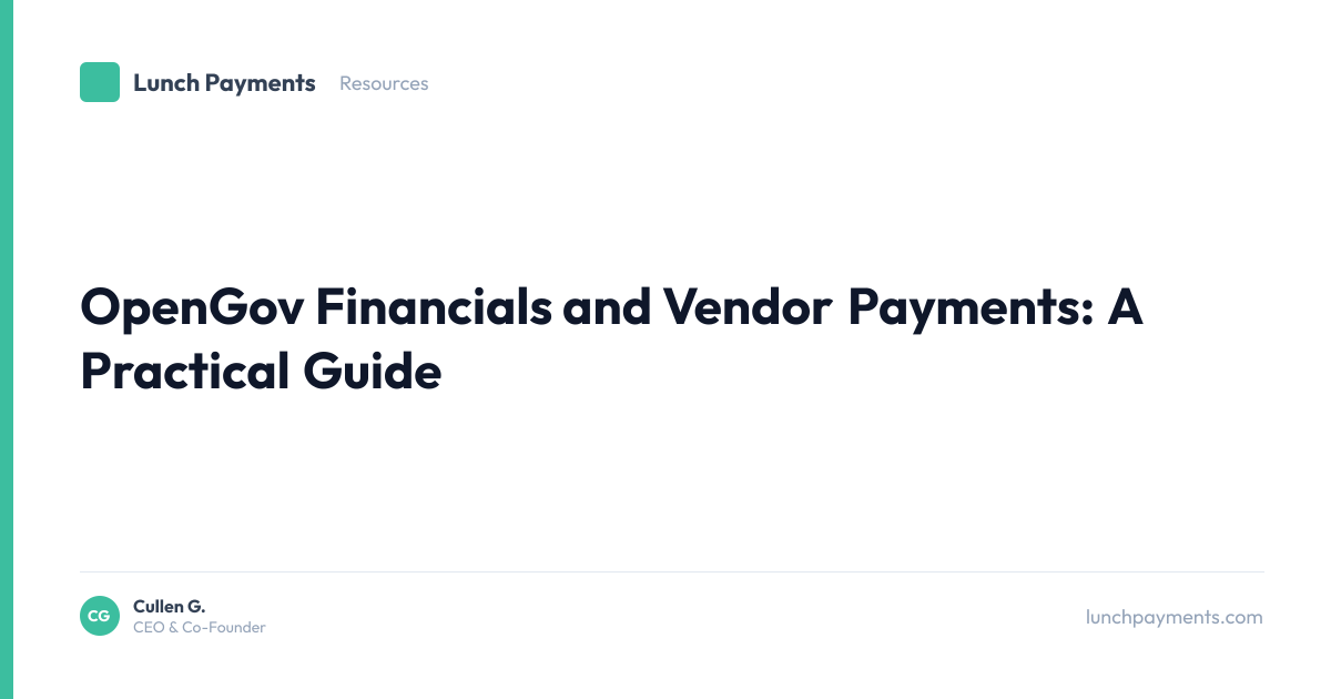 Opengov Financial Software OpenGov Financials and Vendor Payments: A Practical Guide | Lunch
